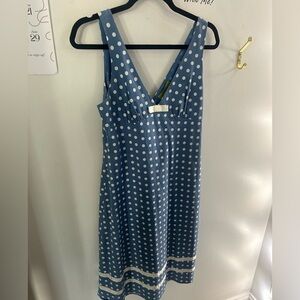 Possibility blue and white polka dot dress size L